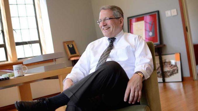 President Neil Theobald talks with The Temple News in his office last week. | ANDREW THAYER / TTN President Neil Theobald talks with The Temple News in his office last week. | ANDREW THAYER / TTN
