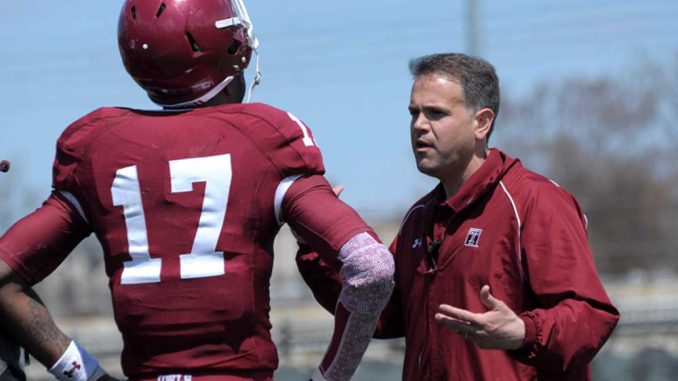 Matt Rhule (right) switched the positions of multiple players during spring practice, which ended Saturday. | HUA ZONG / TTN HUA ZONG / TTN