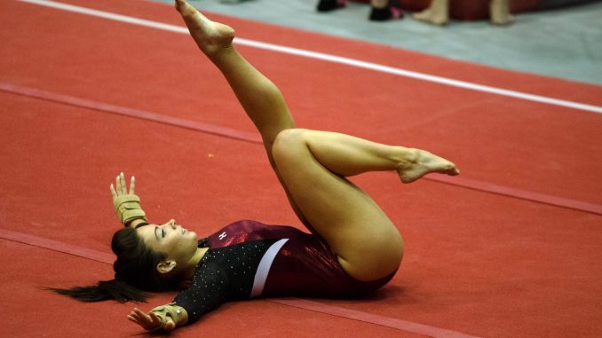 Senior gymnast Alexandra Forcucci performs against Ursinus last Saturday. | Allan Barnes TTN Senior gymnast Alexandra Forcucci performs against Ursinus last Saturday. | Allan Barnes TTN