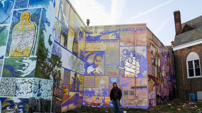 Eric Okdeh helped create murals with inmates who participated in Mural Arts’ Restorative Justice Program. | JENNY KERRIGAN TTN Eric Okdeh helped create murals with inmates who participated in Mural Arts’ Restorative Justice Program. | JENNY KERRIGAN TTN