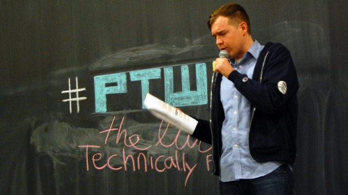 Technical.ly Philly co-founder and alumnus Christopher Wink speaks during the tech website’s first live podcast. | Jack Tomczuk TTN Technical.ly Philly co-founder and alumnus Christopher Wink speaks during the tech website’s first live podcast. | Jack Tomczuk TTN