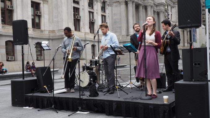 Chelsea Reed and the Fair Weather Five perform at Dilworth Park as part of an ongoing concert series. Chelsea Reed and the Fair Weather Five perform at Dilworth Park as part of an ongoing concert series.