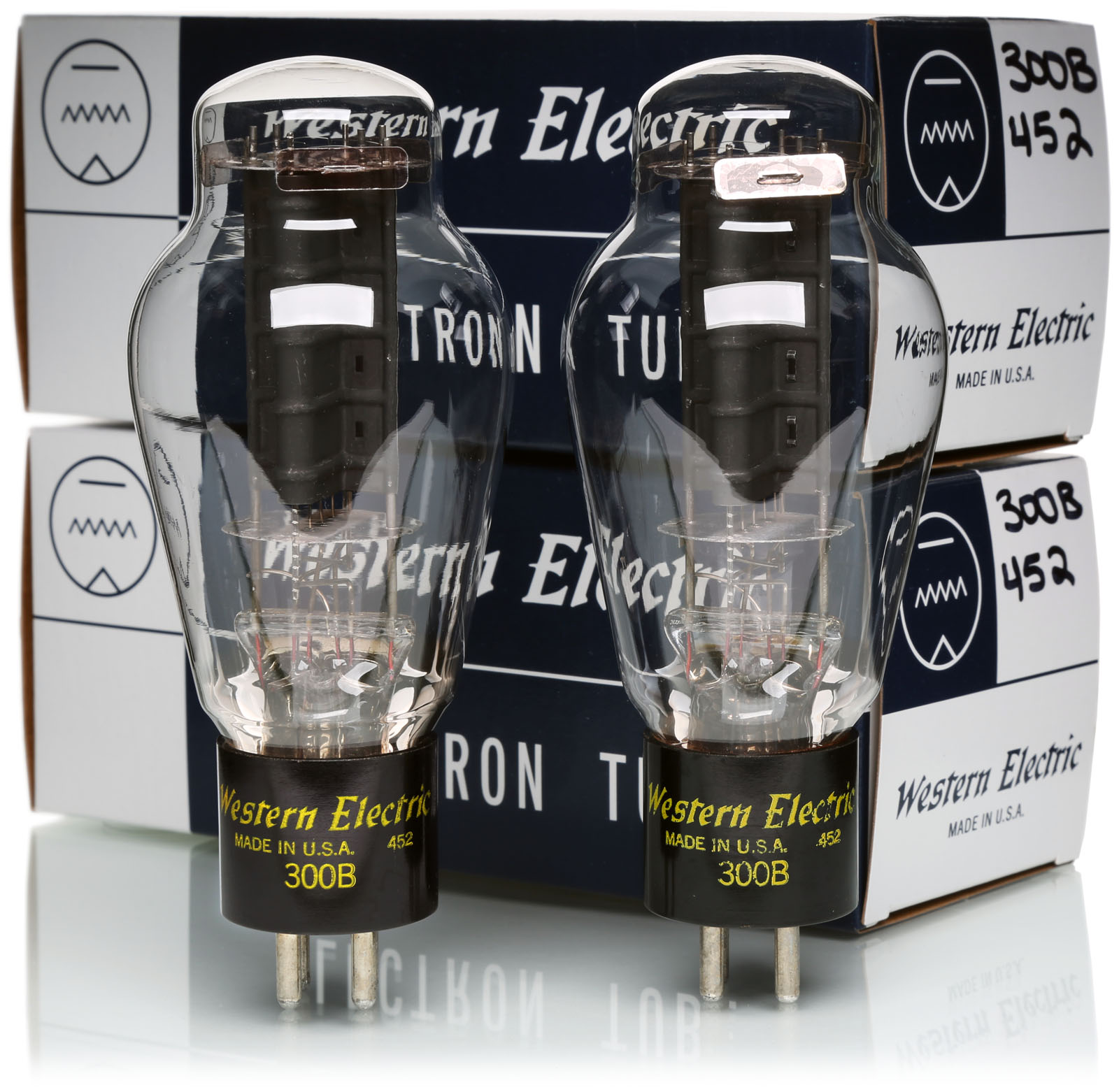 Western Electric ３００Ｂ Pair NOS Western Electric 300B, Black Plate, 1954, Matched Pair