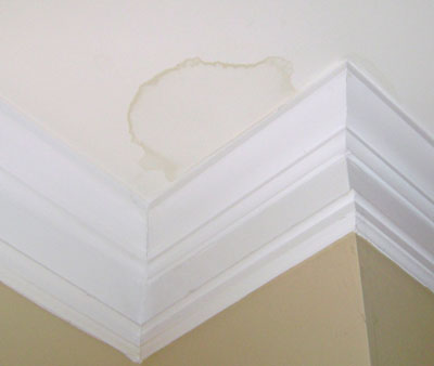 water stained ceiling due to a roof leak in Tucson home