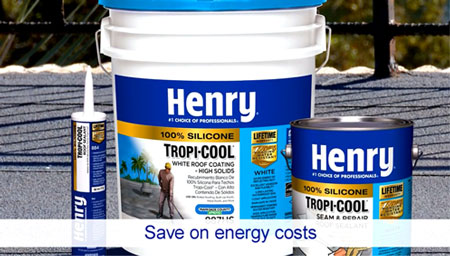 white silicone roof coating materials made by Henry