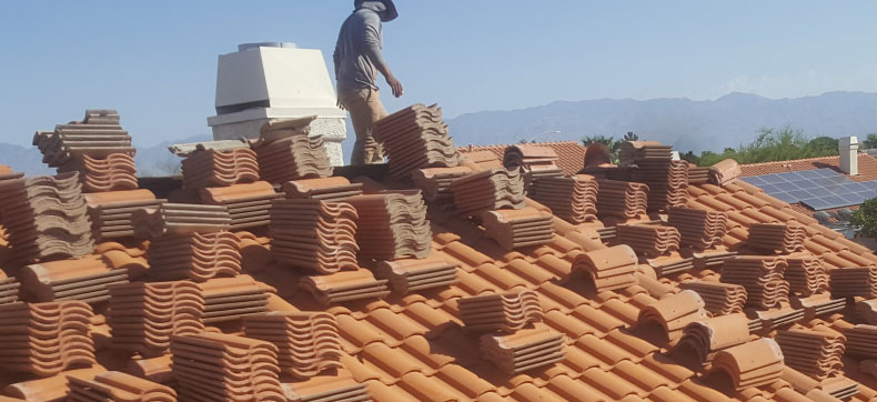 Tucson roofing contractor installing tile roof