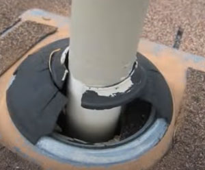 sun damaged rubber roof penetration boot