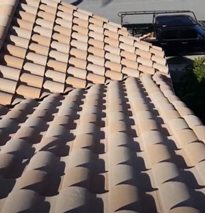 straight rows of roof tiles