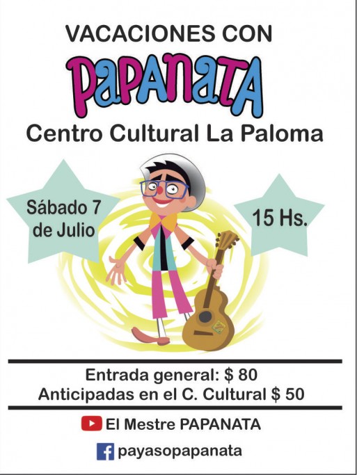 Vacaciones de invierno en La Paloma con Payaso Papana, teatro y música con juegos y canciones