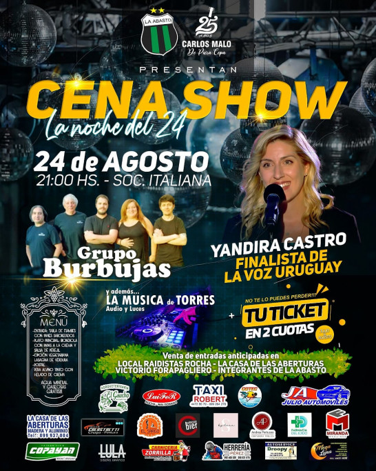 Cena Show Noche de la Nostalgia en la Soc. Italiana de Rocha