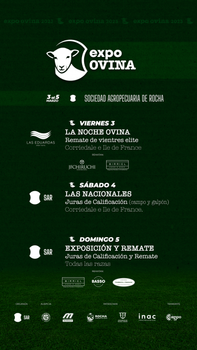 Expo Ovina 2023 en la Sociedad Agropecuaria de Rocha