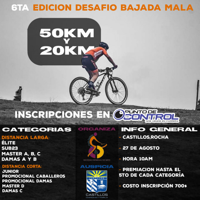 6ta edición del Desafío Bajada Mala MTB en Camino de La Horqueta en Castillos