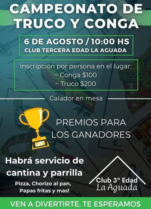 Campeonato de truco y conga en el Club Tercera Edad La Aguada