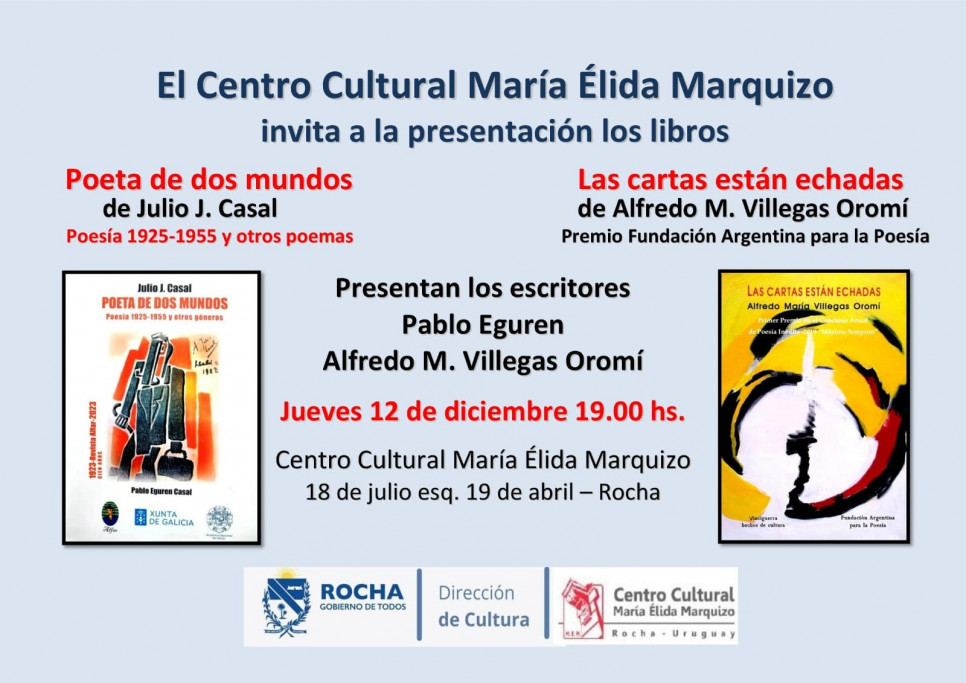 Presentación de los libros "Poetas de dos Mundos" y "Las Cartas están echadas" en Rocha