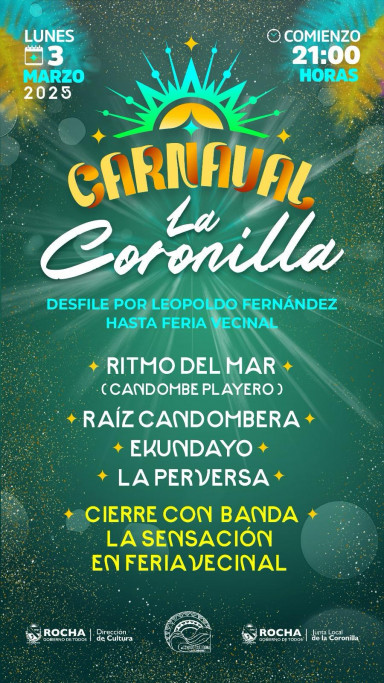 Carnaval 2025 en La Coronilla, con un gran desfile lleno de tradición, color y música