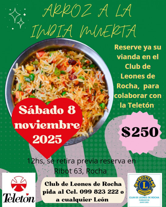 Arroz a la India Muerta a beneficio de Teletón en Rocha
