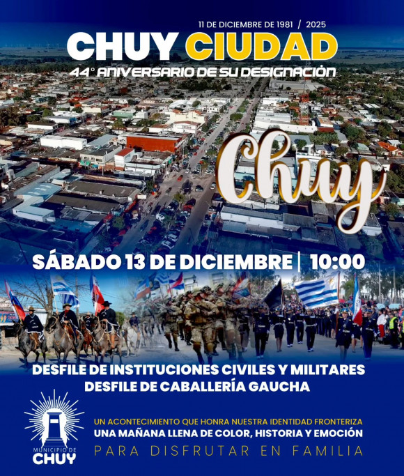 44° Aniversario - designación de Chuy como ciudad