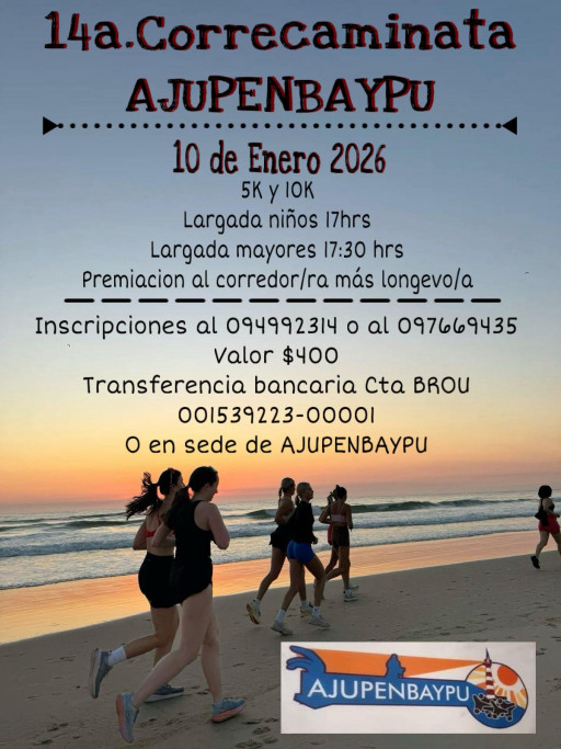 14a Correcaminata 5K y 10K AJUPENBAYPU en Barra del Chuy