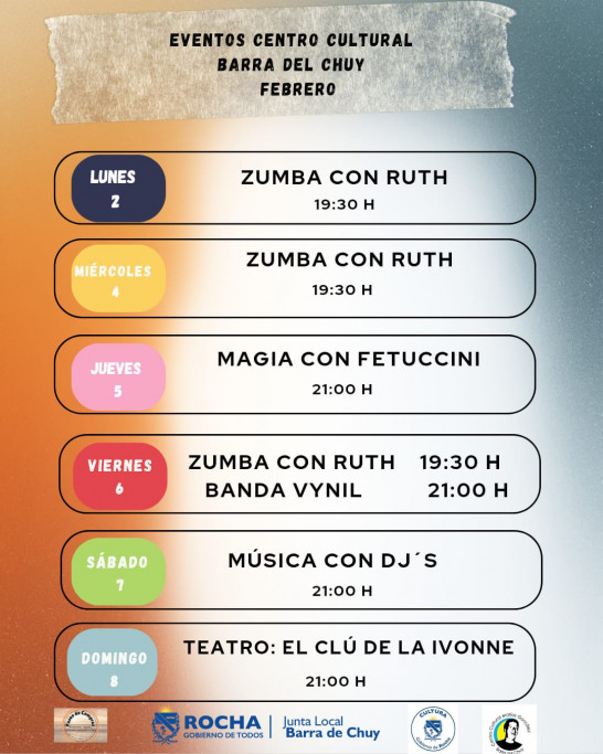 Agenda de eventos en Barra del Chuy