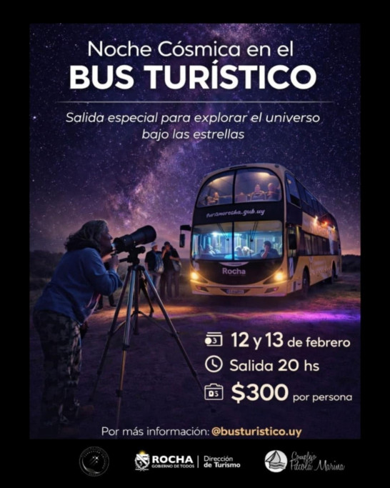 Noche Cósmica en el Bus Turístico en La Paloma – 12 y 13 de febrero 2026