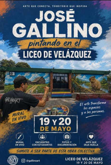 José Gallino pintando en vivo en el Liceo de Velázquez