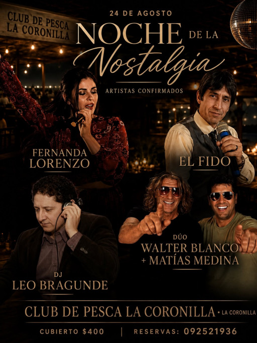 Noche de la Nostalgia en La Coronilla: cena show con música en vivo y DJs