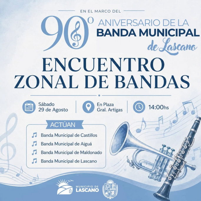 90.º Aniversario de la Banda Municipal de Lascano: encuentro zonal de bandas