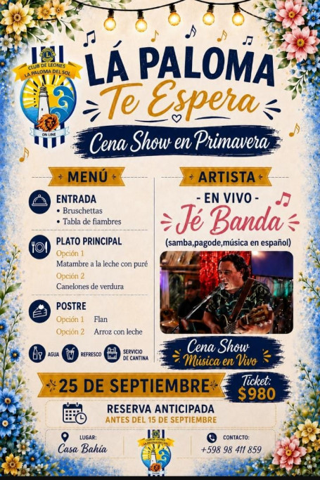 Cena Show en Primavera | Cena y música en vivo en La Paloma