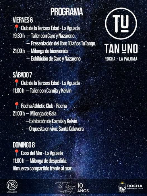 Tu Tango celebra 10 años con talleres, milongas y música en vivo en Rocha y La Paloma