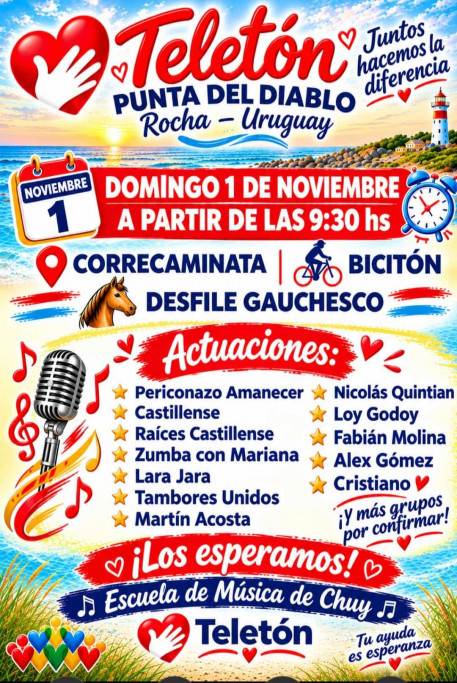 Teletón en Punta del Diablo: actividades y espectáculos solidarios