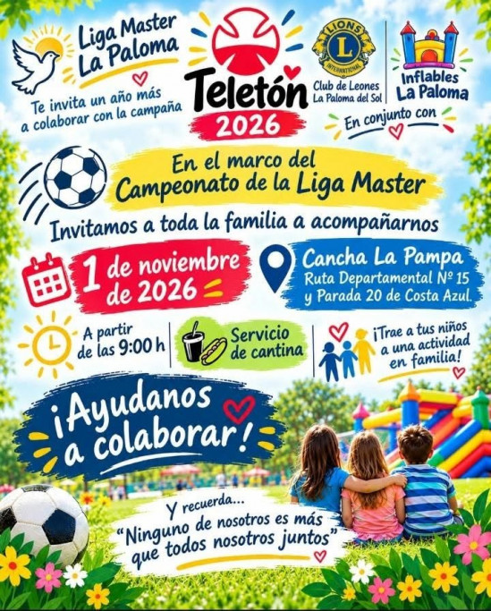 Teletón 2026 en La Paloma: jornada solidaria junto a la Liga Master