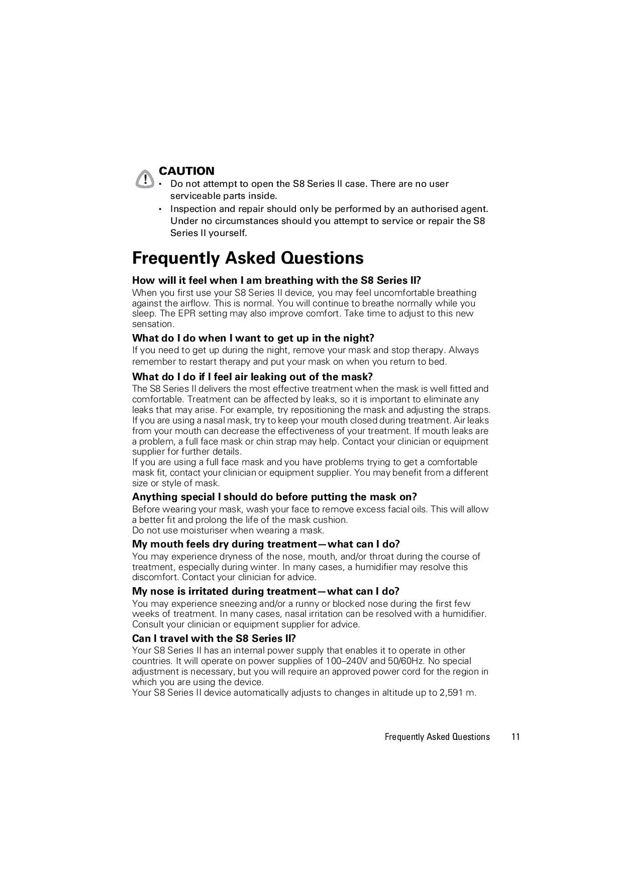 ResMed S8 AutoSet Spirit II User Guide