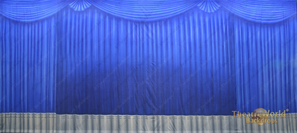 Royal Blue And Silver Drapes Scenic Stage Backdrop Budget Rental