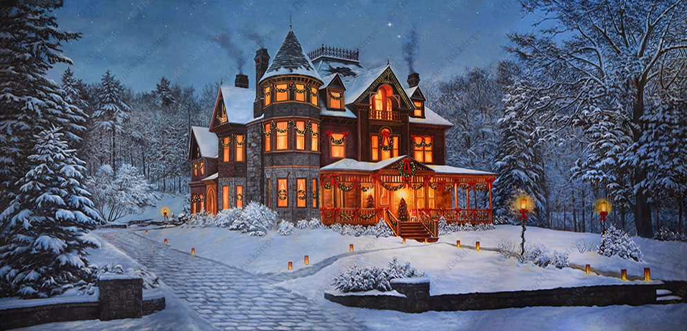 Snowy Victorian Mansion