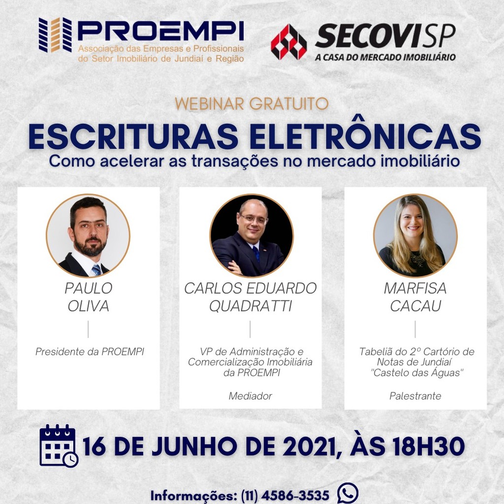 Escrituras eletrônicas é tema de webinar da PROEMPI