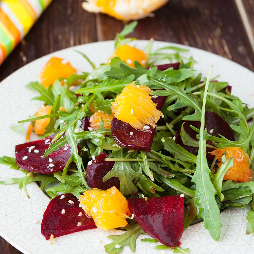 Roasted Beet, Walnut and Arugula Salad
