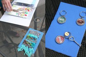 Examples of artwork that Amy Jones uses to stimulate ideas in therapy sessions with palliative care patients.