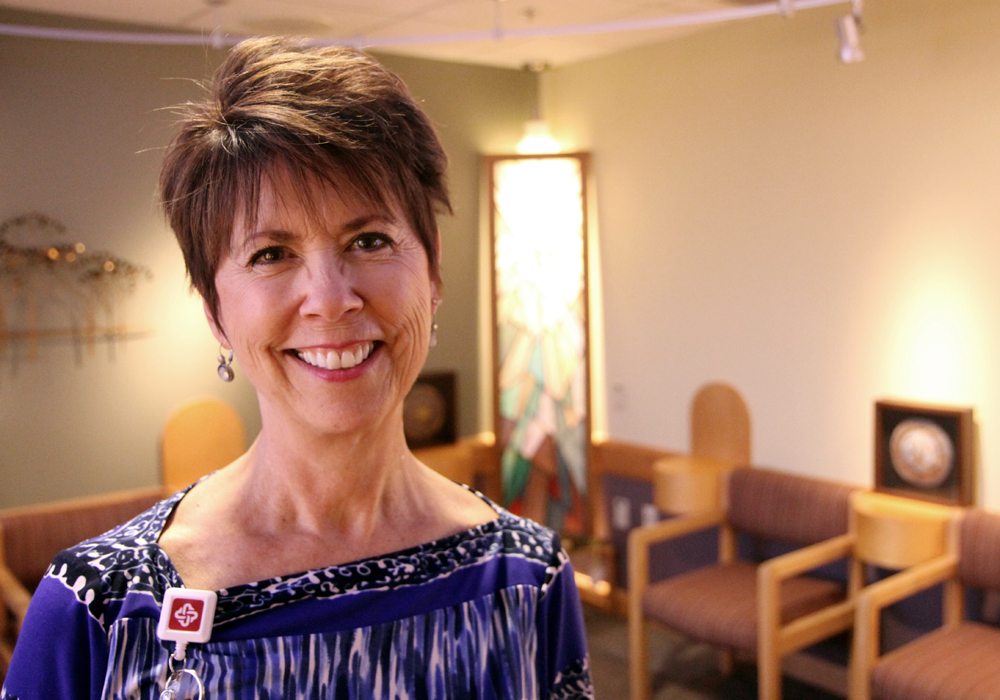 Chaplain Maria McLain Cox, pictured here, recently replaced longtime Poudre Valley Hospital Chaplain Mike Lundgren, who retired in July 2016. Photo by Kati Blocker, UCHealth.