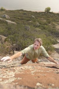 Randy Joseph bouldering near Horsetooth Reservoir in Fort Collins.