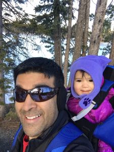 Dr. Jani offers gold-medal care as an orthopedist in Longmont. Here, he hikes with one of his daughters.