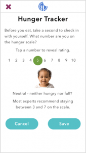 Picture shows the Hunger Tracker app.