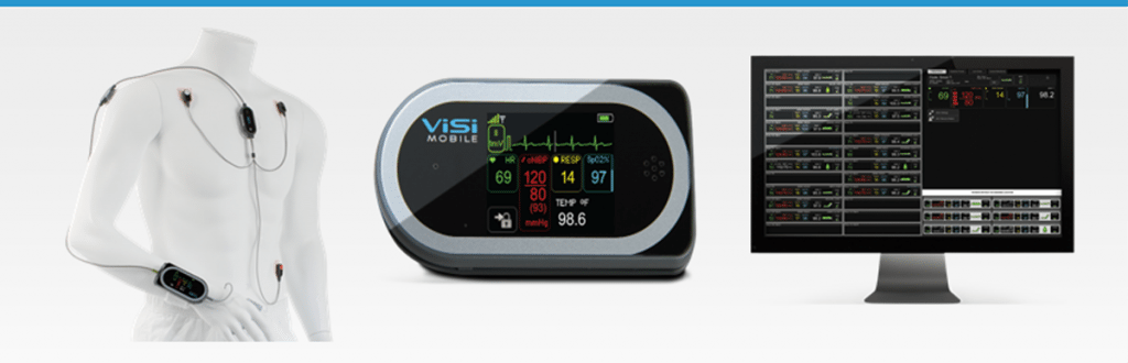 an electronic monitoring device attached to patients that transmits vital signs to a watch worn by nurses.