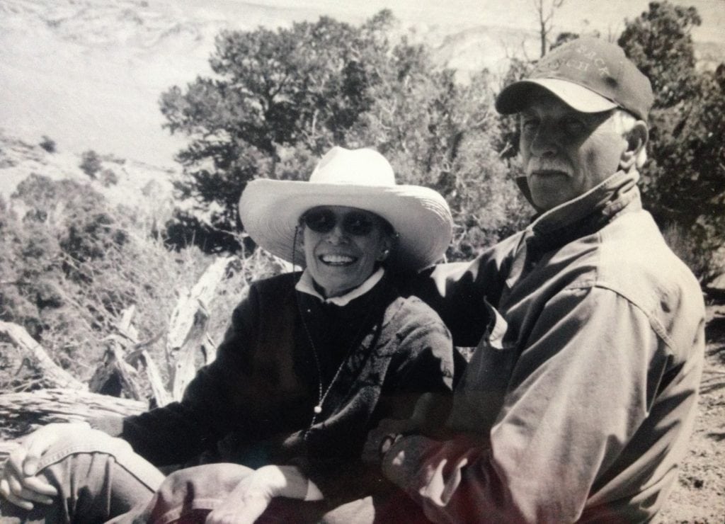 Jim Bailey and Jane Howell are shown outdoors in this black and white photo.