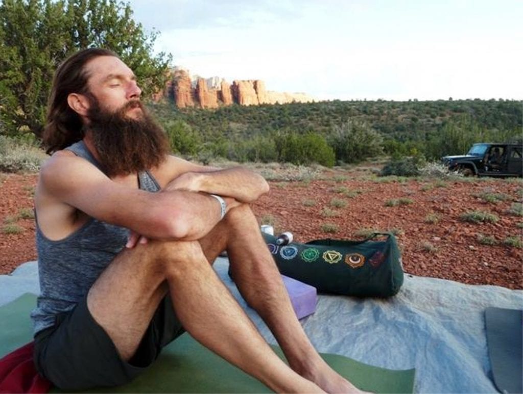 Andy Bonnett meditating near his home in Sedona, Arizona.