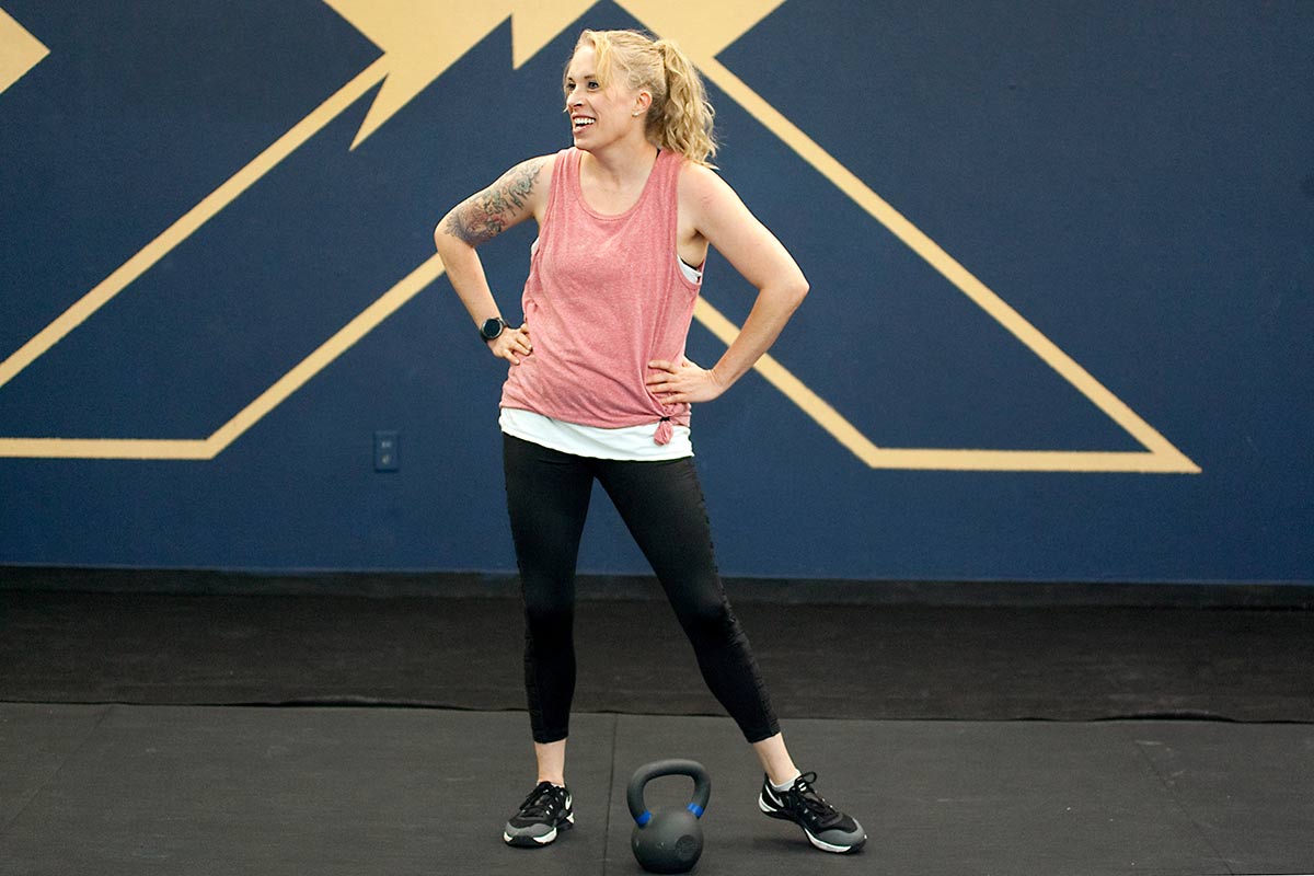Brandi Thornton, a two-time living organ donor, stands read to start her crossfit class prior to her second donation.