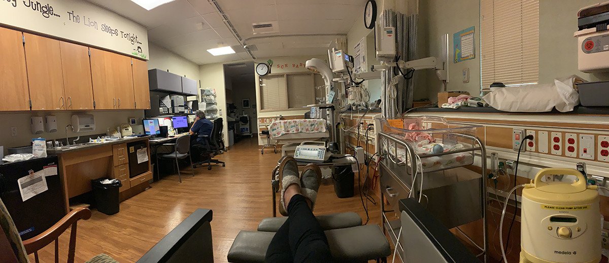 This photo shows the view new mom Erin McDaniel had from her chair in the special care nursery at UCHealth Yampa Valley Medical Center.