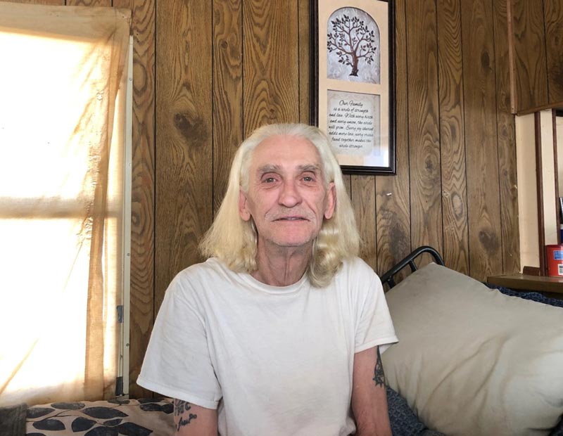 Hospital to home program participant at his trailer home in Colorado Springs.
