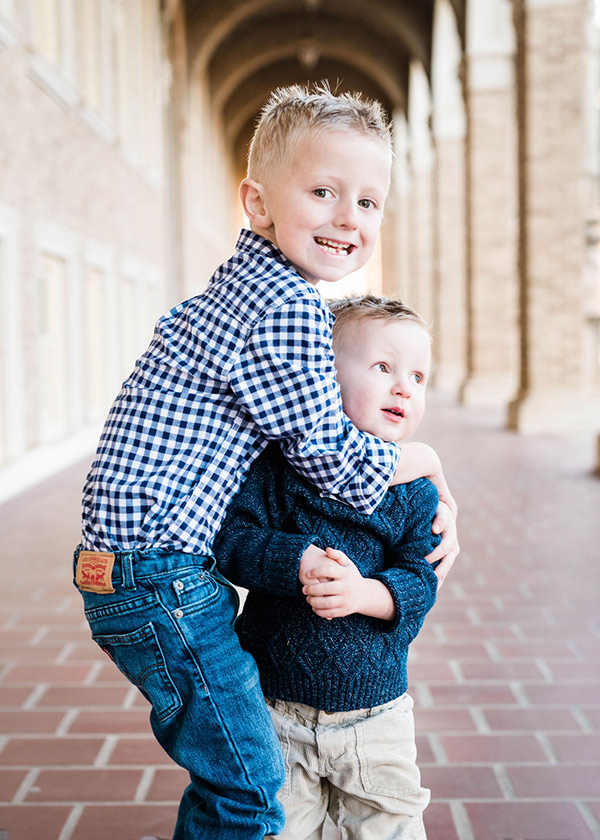 George Sears, 6, with his little brother, Tilman, now 2.