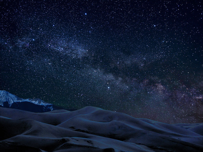 Milky way over Great Sand Dunes National Park at night
