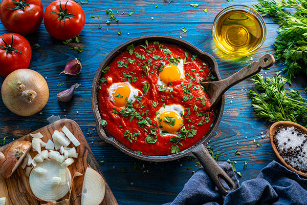 pantry cooking - try eggs in tomato sauce